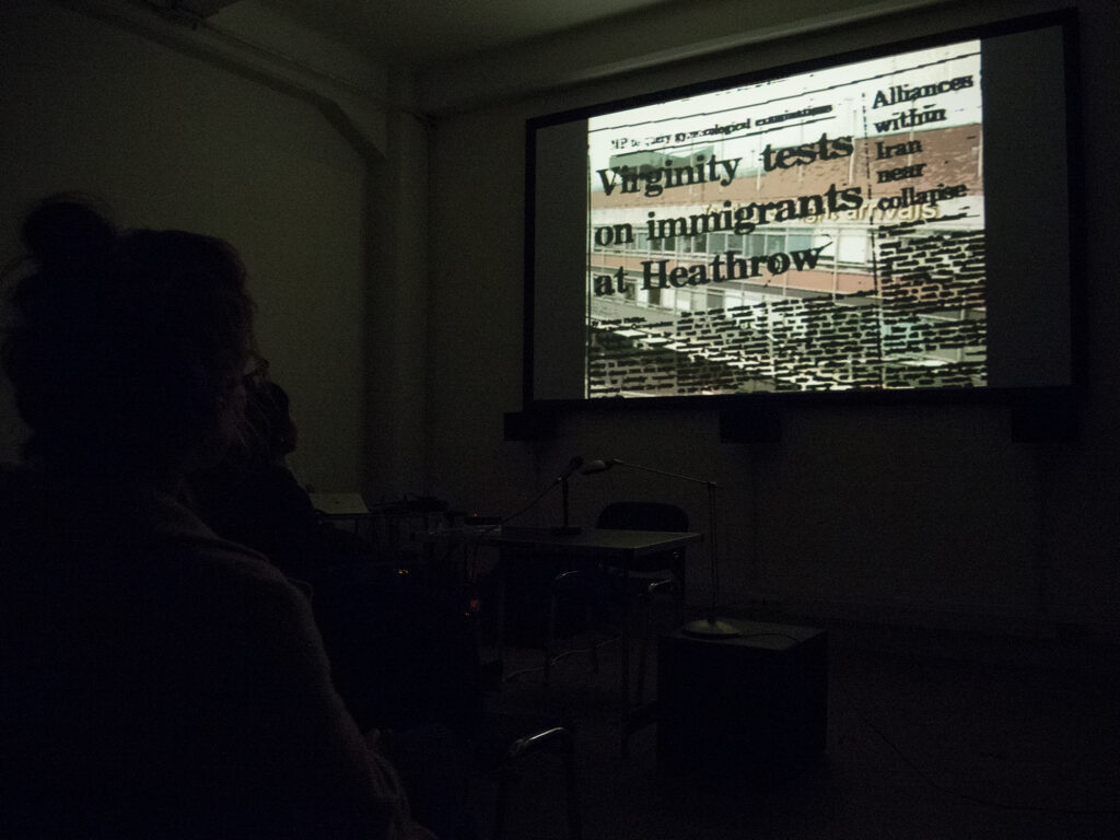 Ash Reid, Vortrag „To Never Work Alone: Collective Video & Political Unrest“, Medienwerkstatt Wien, 2019