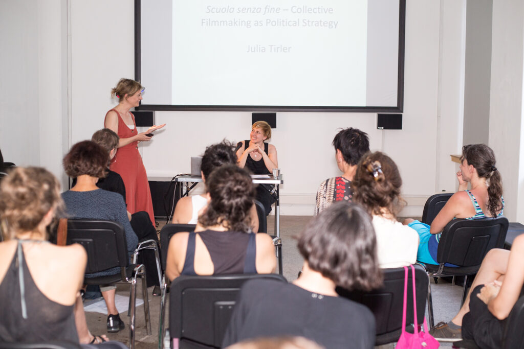 The Golden Pixel Cooperative, „Scuola Senza Fine – Kollektives Filmemachen als politische Strategie”, Screening und Vortag, Medienwerkstatt Wien, 2019, Foto: Claudia Sandoval Romero