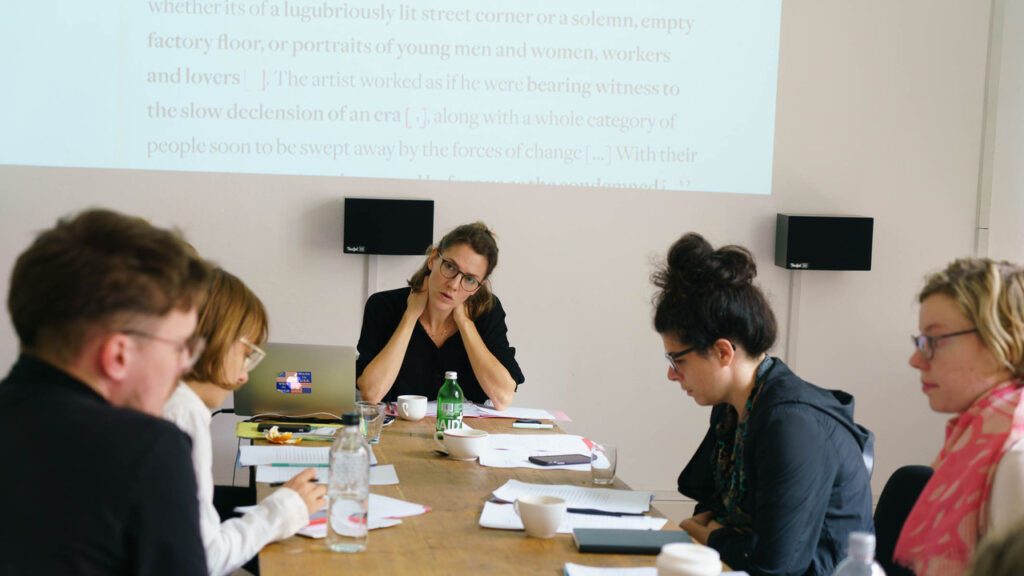 Workshop „Von der Kunst zum Text – über die eigene Arbeit schreiben“, 2018, Foto: Marlies Poeschl