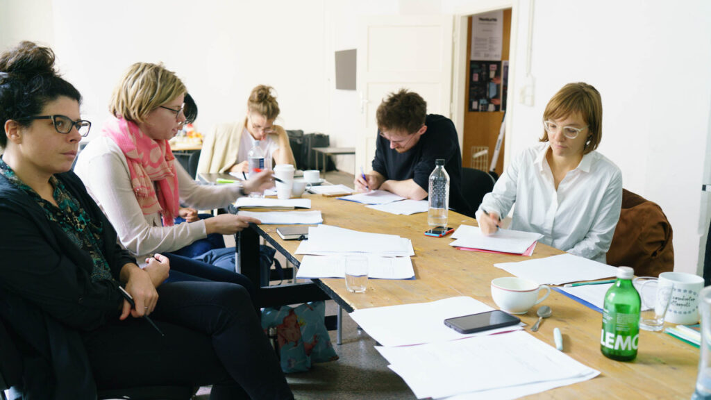 Workshop „Von der Kunst zum Text – über die eigene Arbeit schreiben“, 2018, Foto: Marlies Poeschl
