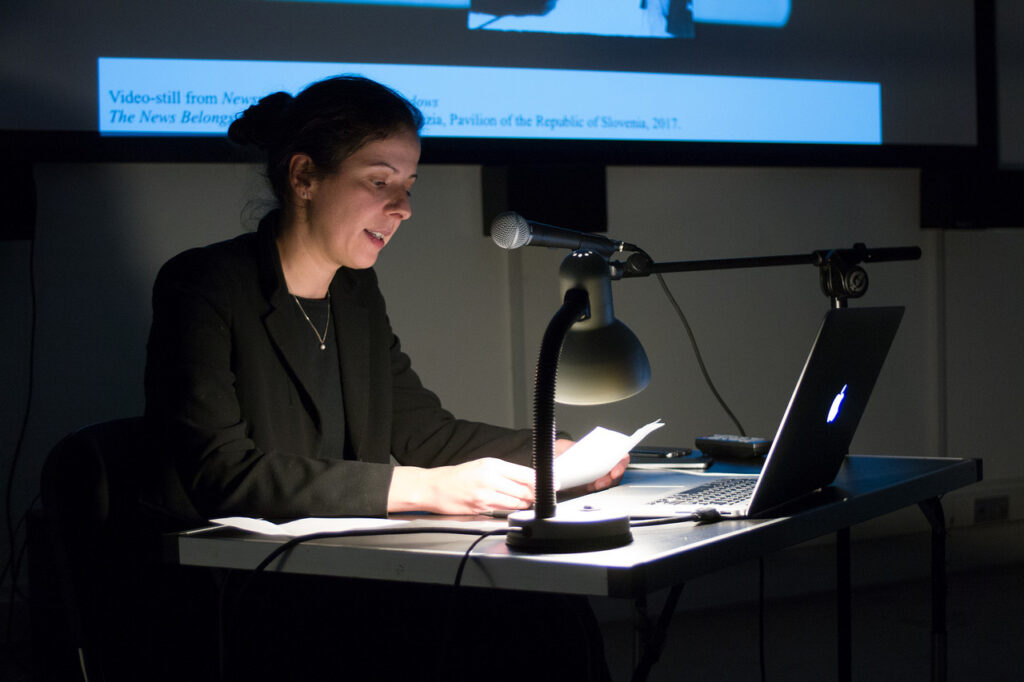 Vortrag Nika Autor, „Aesthetics in Politically Engaged and Committed Artistic Practice“, Symposium „Framed Existences“, 2019